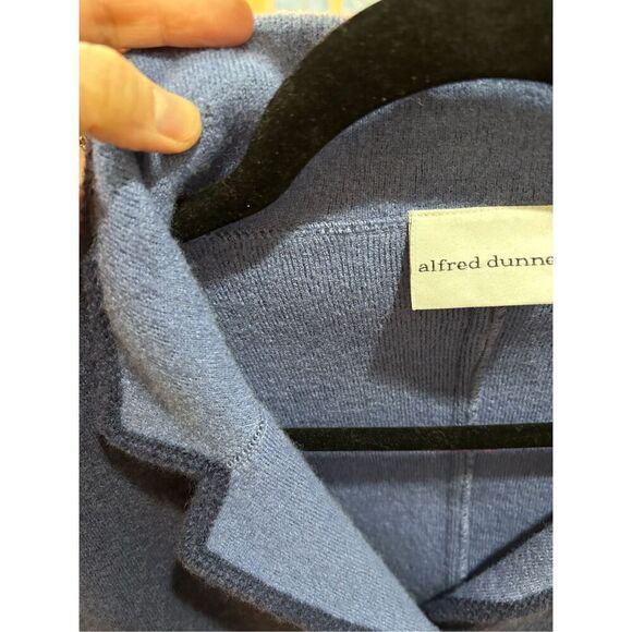 Alfred Dunner Women’s Jacket 100% Wool 2 Tone Blue Collared Button Front Blazer - Picture 5 of 7